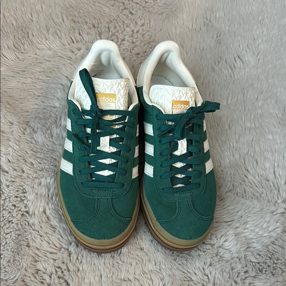 Adidas Green and White Sneakers